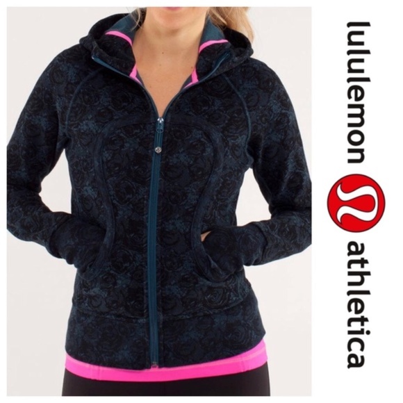 Lululemon Scuba Hoodie Stretch Rose Herringbone Printed Alberta Lake 2 RARE